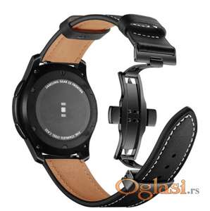 Crni kozni kais sa crnom leptir kopcom 22mm Samsung,Huawei watch